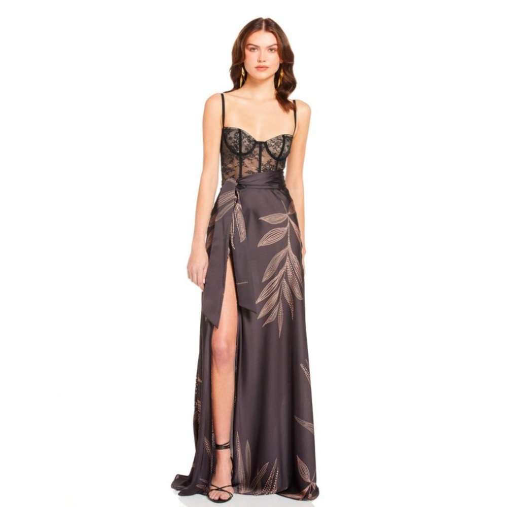 Katie May Bustier Lace Silk Long Maxi Gown Dress